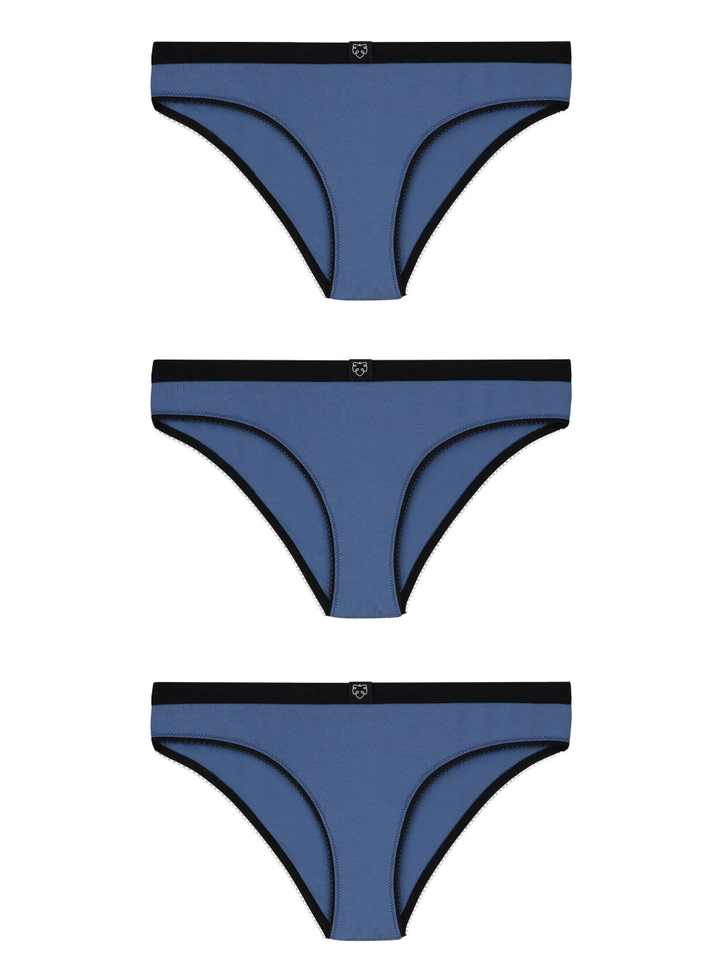 3-PACK - Dámské kalhotky z bio bavlny A-dam | Modré