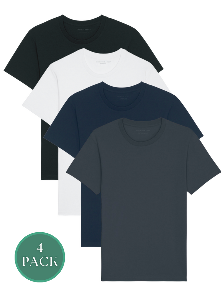 4er-Pack Essential-Basic-T-Shirts für Herren