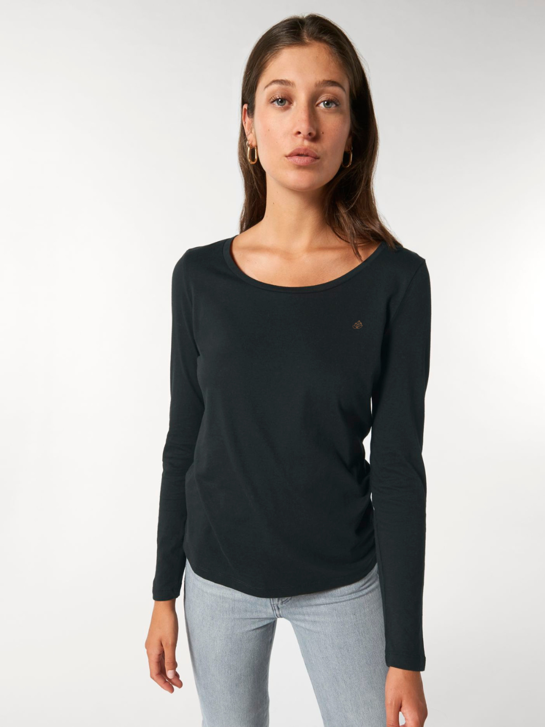 Černé dámské tričko s dlouhým rukávem ze 100% bio bavlny