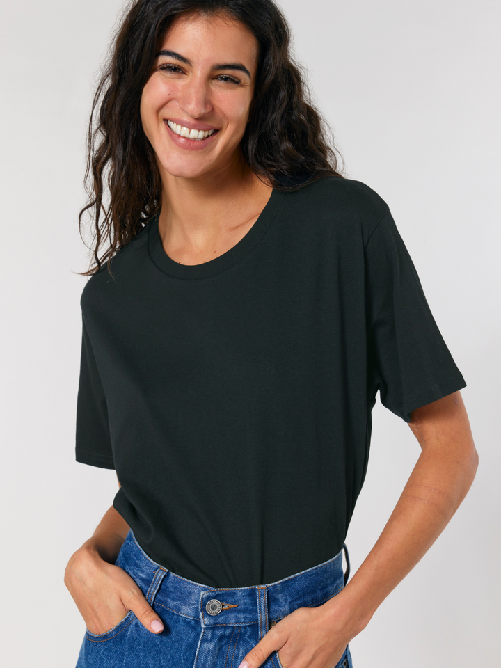 Černé dámské basic tričko ze 100% bio bavlny bez potisku