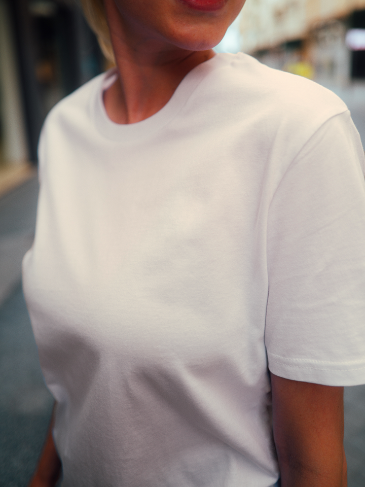 3 paketi - Ženska osnovna majica s kratkimi rokavi Essential | Kremno bela