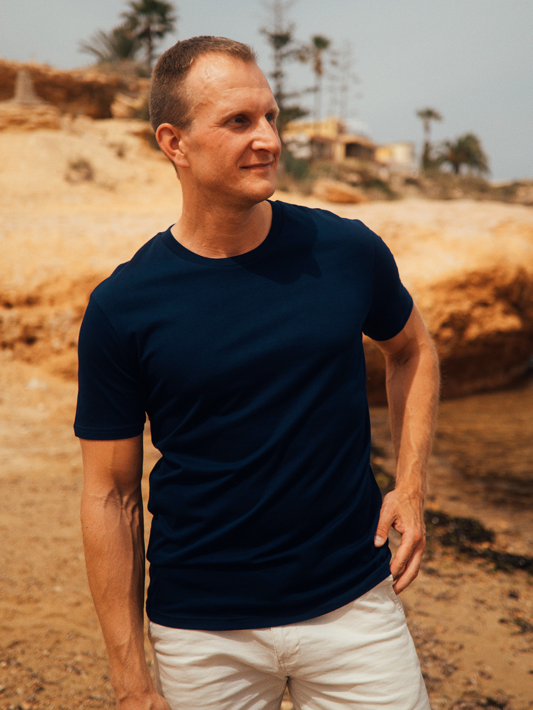 3 paketi - Moška osnovna majica s kratkimi rokavi Essential | mornarsko modra