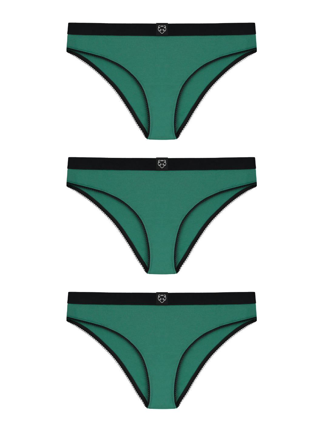 3 PACK - Women's panties made of organic cotton A-dam green