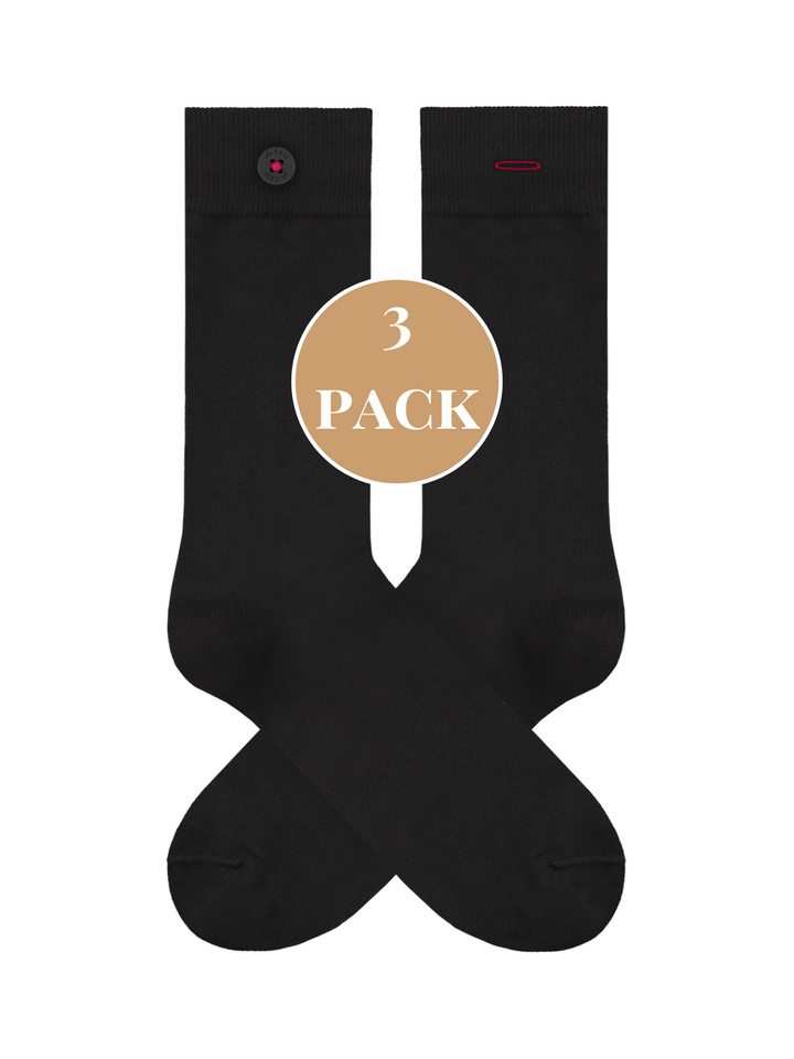 3ER-PACK – A-Dams-Socken aus Bio-Baumwolle mit Knopf | Schwarz