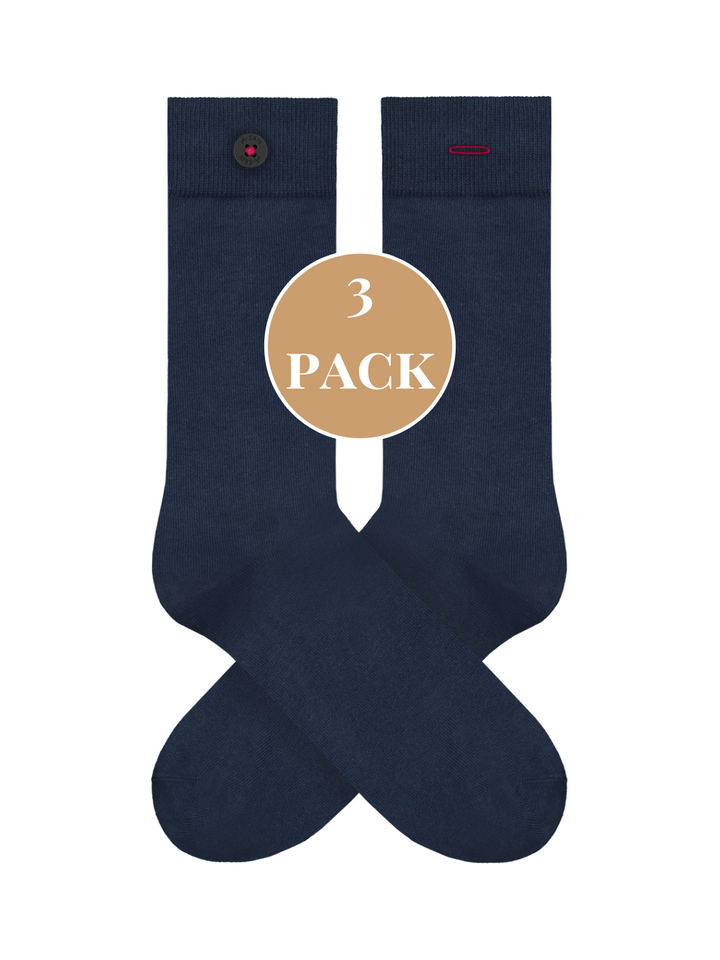 3ER-PACK – A-Dams-Socken aus Bio-Baumwolle mit Knopf | Blau