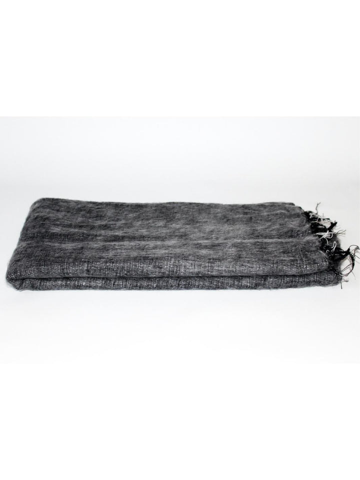 Handwoven yak wool maxi scarf - dark grey