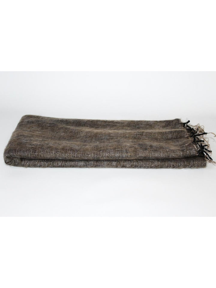 Handwoven yak wool maxi scarf - grey-brown